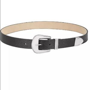 Steve Madden silver buckle western black belt